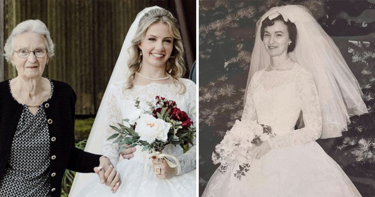 Bride Wears Grandmas Wedding Dress From Down The Aisle That She