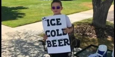 Police are called on boy selling ‘Ice Cold Beer’ but his clever sign has them chuckling