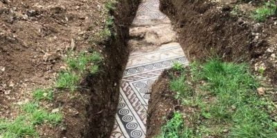 Ancient Roman Mosaic Floor Discovered Beneath an Italian Vineyard.