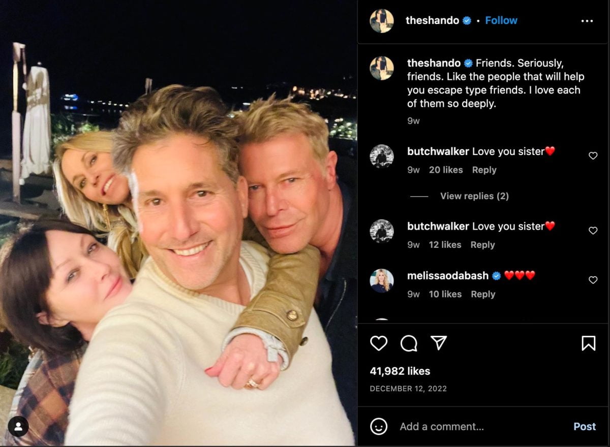 shannen doherty expresses importance of a strong support system as she continues battle with metastatic breast cancer at 51 years old | shannen doherty praises her friends and support group as she continues her battle with metastatic breast cancer at 51 years old.